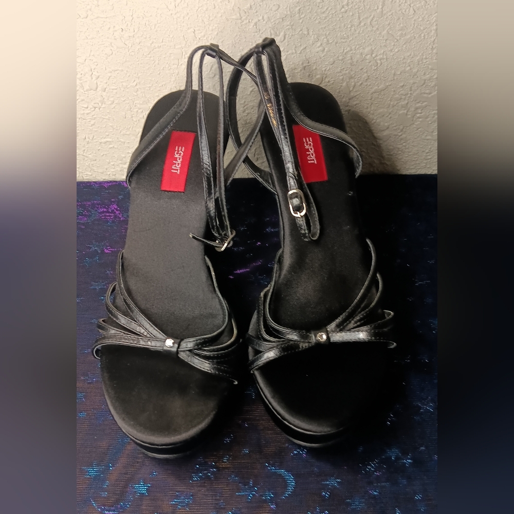 ESPRIT black strappy platform sandals Sz 8m
